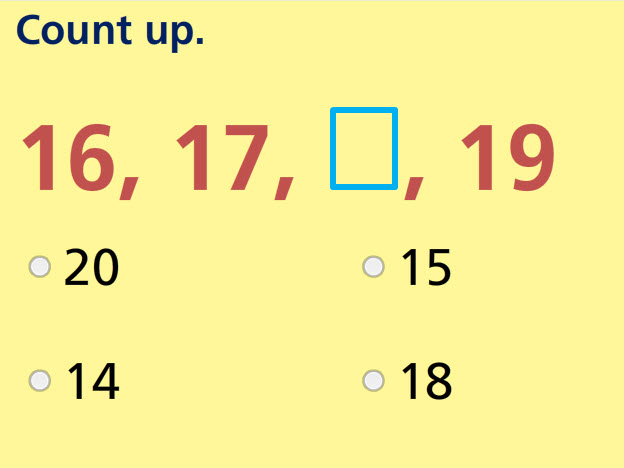 Count Forward up to 20 Math Test