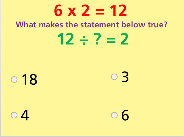Multiplication and Division Connection Math Test