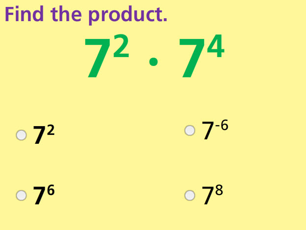 Multiply and Divide with Exponents Math Test