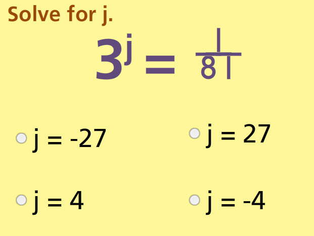 Negative Exponents Math Test