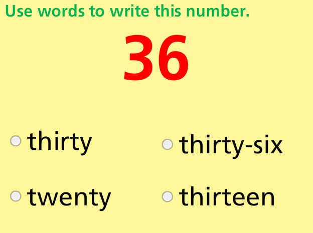 Write Numbers in Words Math Test